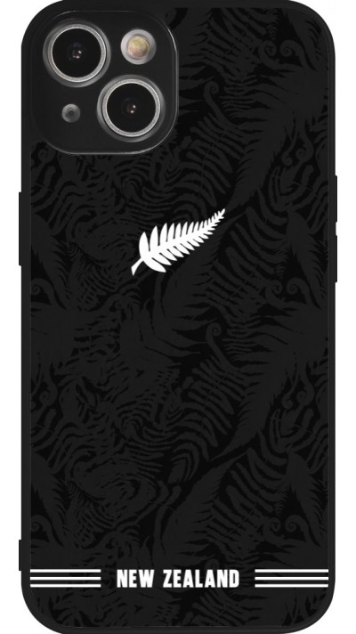 Coque iPhone 14 - Silicone rigide noir Maillot de football Nouvelle-Zélande 2026 personnalisable