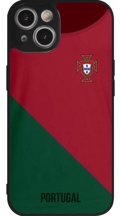 Coque iPhone 14 - Silicone rigide noir Maillot de football Portugal 2022