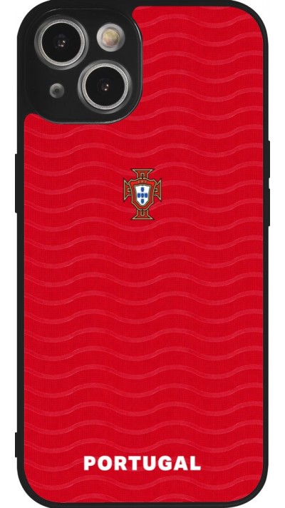 Coque iPhone 14 - Silicone rigide noir Maillot de football Portugal 2026 personnalisable