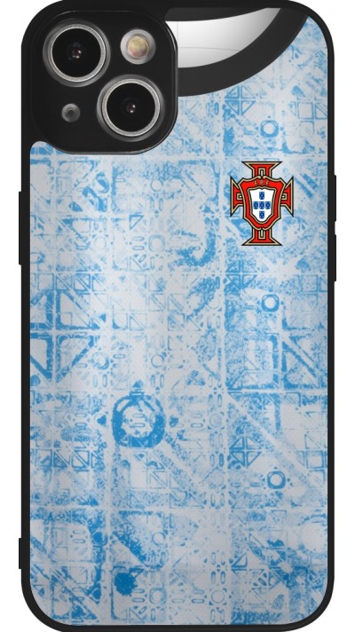 Coque iPhone 14 - Silicone rigide noir Maillot de football Portugal Extérieur personnalisable