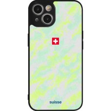 Coque iPhone 14 - Silicone rigide noir Maillot de football Suisse Away 2026 personnalisable