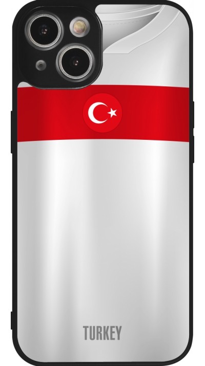 Coque iPhone 14 - Silicone rigide noir Maillot de football Turquie personnalisable