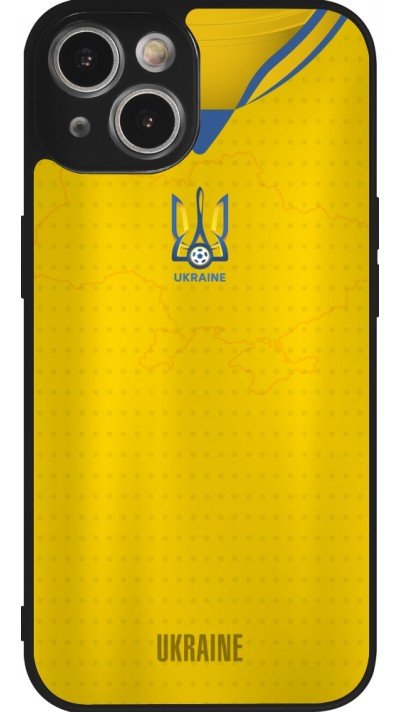 Coque iPhone 14 - Silicone rigide noir Maillot de football Ukraine