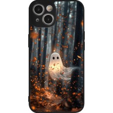 Coque iPhone 14 - Silicone rigide noir Halloween 2025 Ghost in the forest