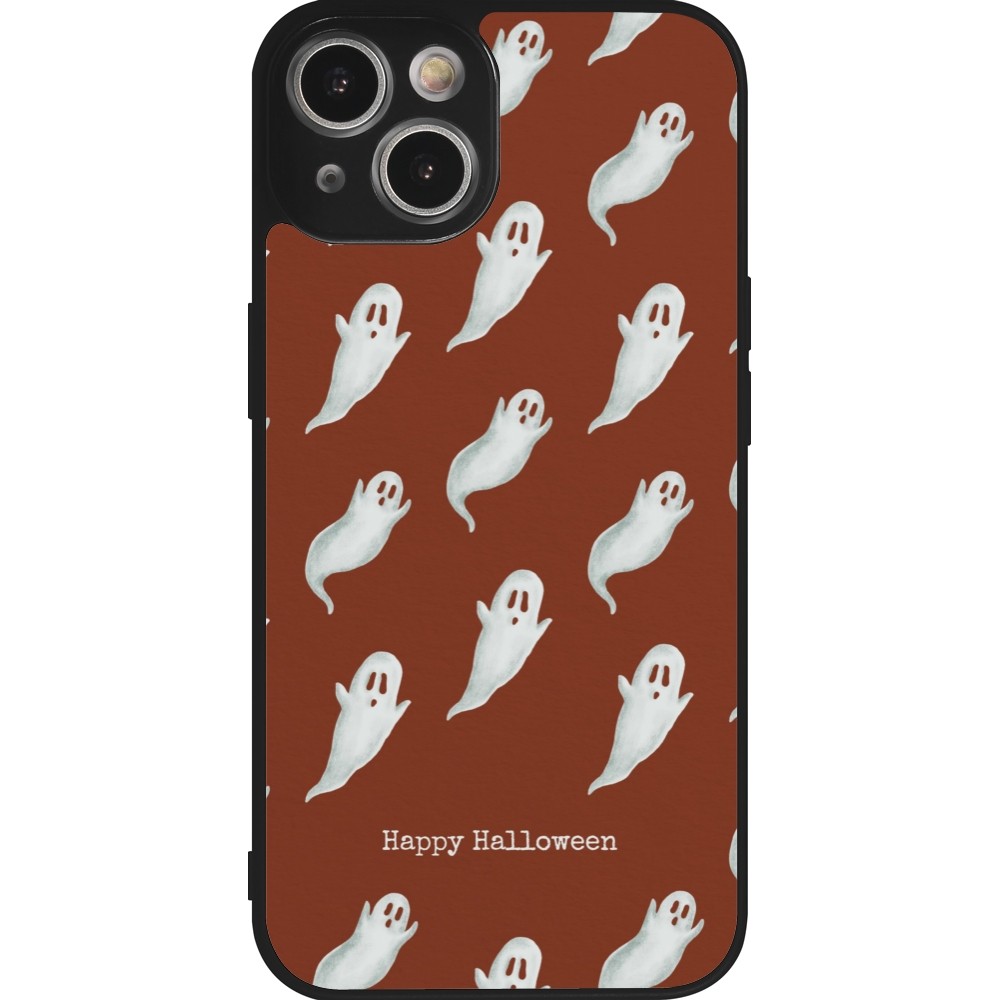 Coque iPhone 14 - Silicone rigide noir Halloween 2025 Pattern of ghosts