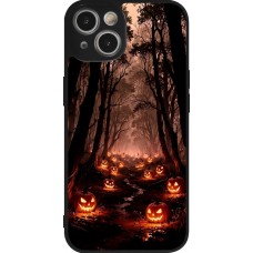 Coque iPhone 14 - Silicone rigide noir Halloween 2025 Road of Terrifying Pumpkins