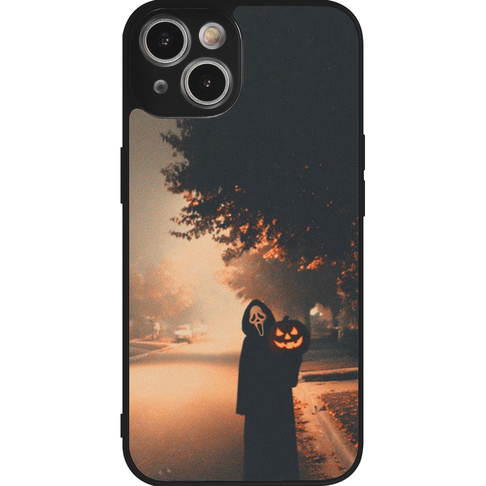 Coque iPhone 14 - Silicone rigide noir Halloween 2025 Scream