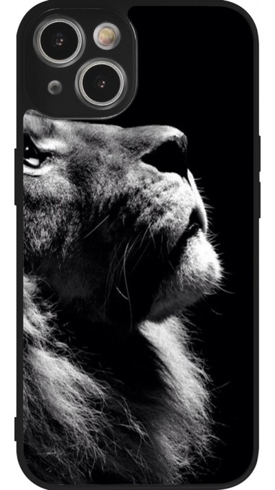 iPhone 14 Case Hülle - Silikon schwarz Lion looking up