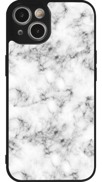 Coque iPhone 14 - Silicone rigide noir Marble 01