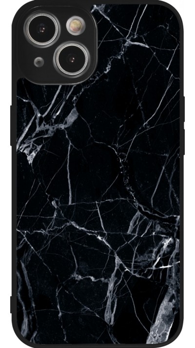 Coque iPhone 14 - Silicone rigide noir Marble Black 01