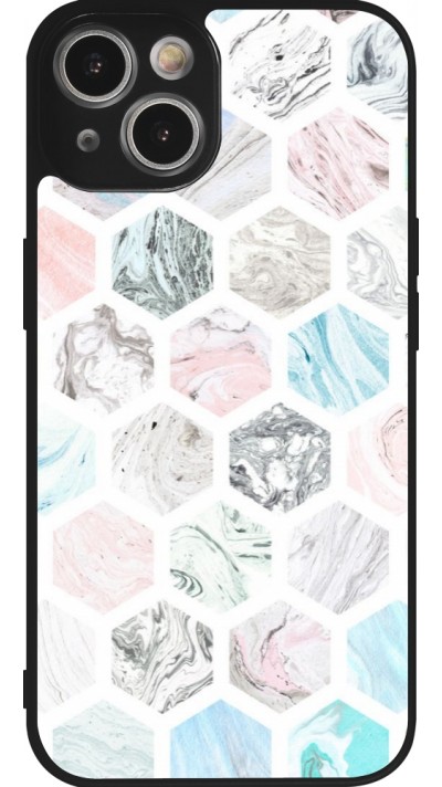 Coque iPhone 14 - Silicone rigide noir Marble Everything