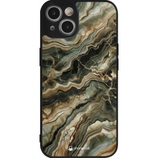 iPhone 14 Case Hülle - Silikon schwarz Oliv Marmor