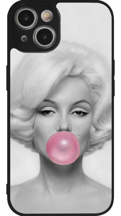 Coque iPhone 14 - Silicone rigide noir Marilyn Bubble