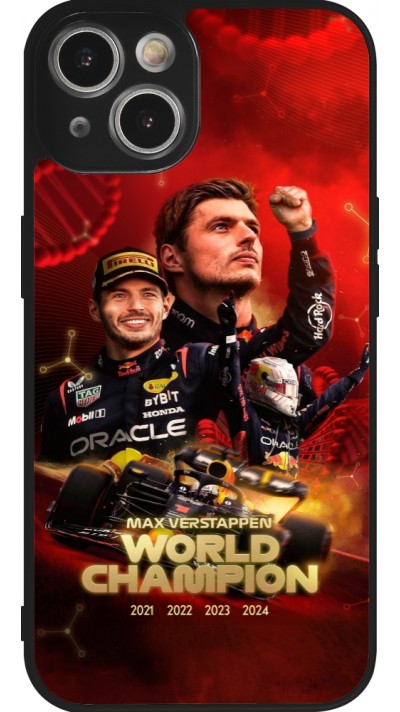 Coque iPhone 14 - Silicone rigide noir Max Verstappen Champion 2023