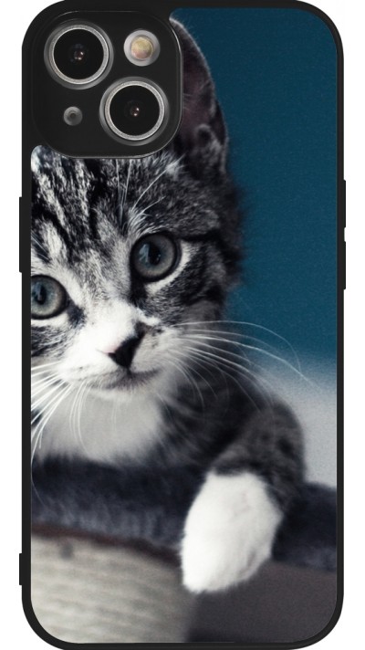 Coque iPhone 14 - Silicone rigide noir Meow 23