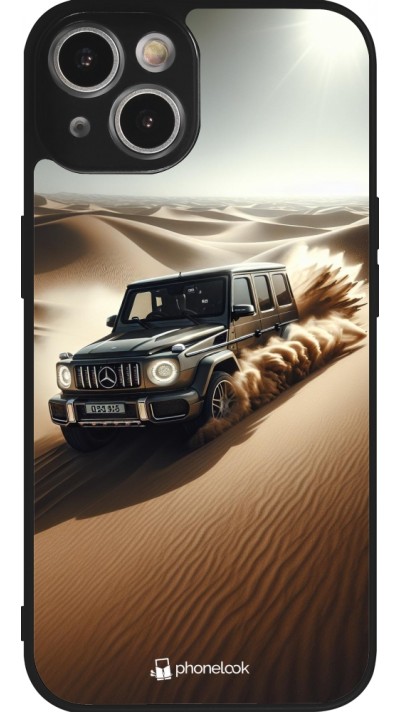 Coque iPhone 14 - Silicone rigide noir Mercedes G Drift Desert