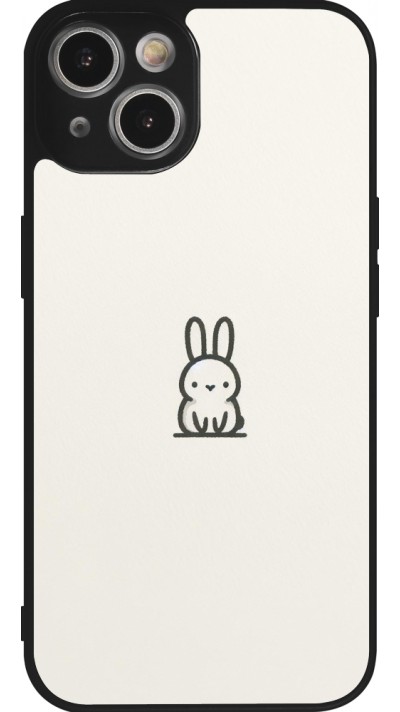 Coque iPhone 14 - Silicone rigide noir Minimal bunny cutie