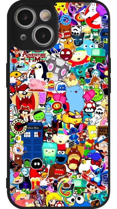 Coque iPhone 14 - Silicone rigide noir Mixed cartoons