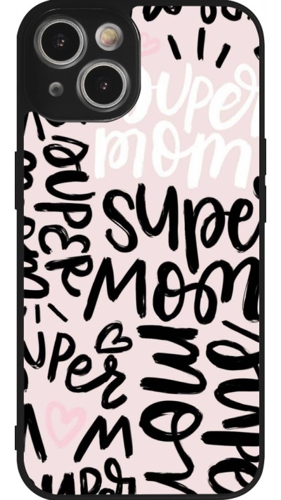 Coque iPhone 14 - Silicone rigide noir Mom 2024 Super mom