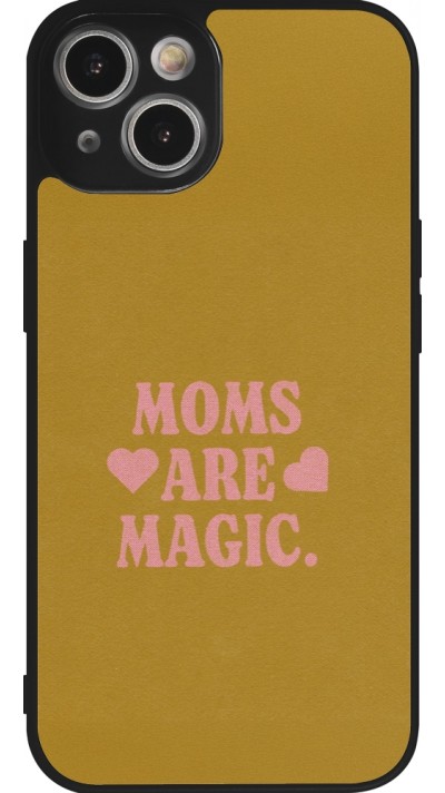 Coque iPhone 14 - Silicone rigide noir Mom 2026 Are Magic