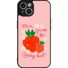 Coque iPhone 14 - Silicone rigide noir Mom 2026 Berry best