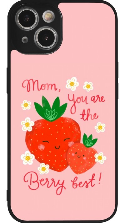 Coque iPhone 14 - Silicone rigide noir Mom 2026 Berry best