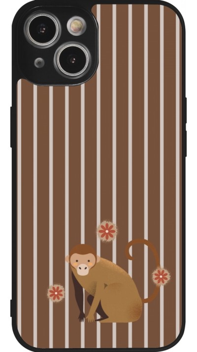 iPhone 14 Case Hülle - Silikon schwarz Monkey with stripes