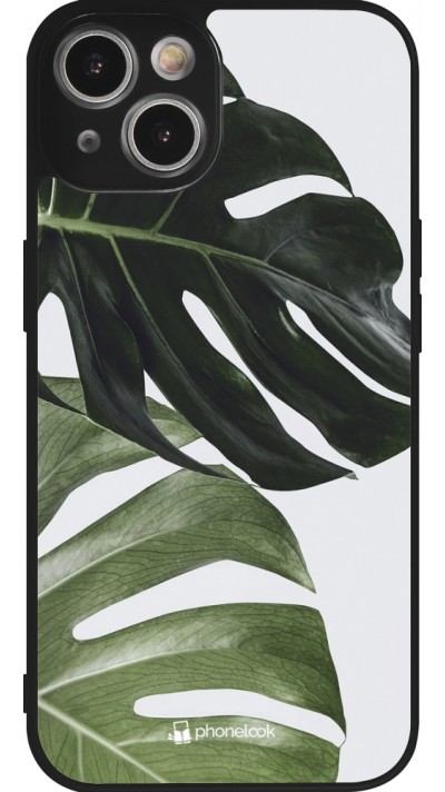 Coque iPhone 14 - Silicone rigide noir Monstera Plant
