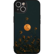 iPhone 14 Case Hülle - Silikon schwarz Moon Flowers