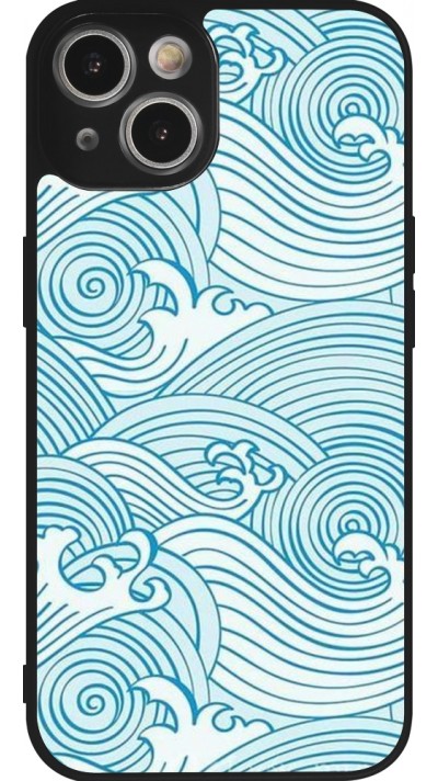 Coque iPhone 14 - Silicone rigide noir Ocean Waves