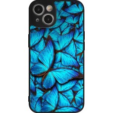 iPhone 14 Case Hülle - Silikon schwarz Papillon bleu