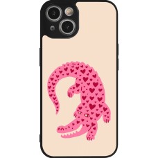 iPhone 14 Case Hülle - Silikon schwarz Pink crocodile 2026