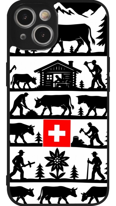 Coque iPhone 14 - Silicone rigide noir Poya Suisse 1