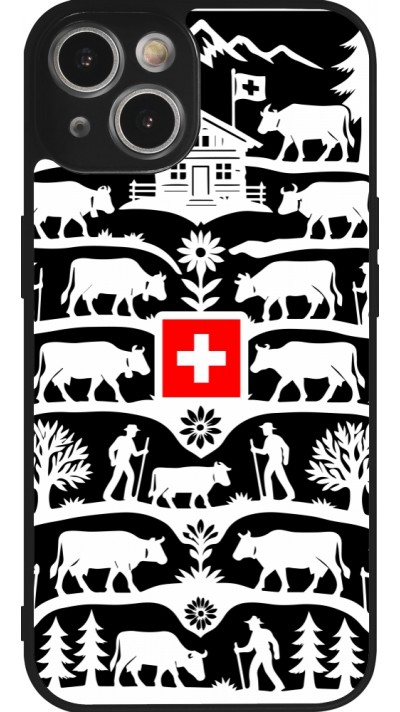 Coque iPhone 14 - Silicone rigide noir Poya Suisse 3 noir