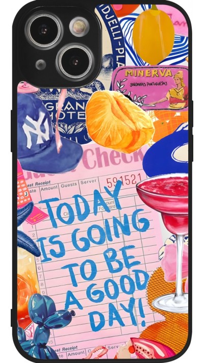Coque iPhone 14 - Silicone rigide noir Preppy Today is Going to be a good day