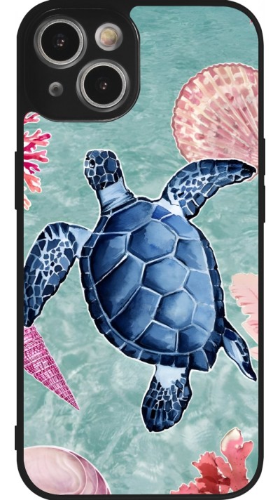 Coque iPhone 14 - Silicone rigide noir Preppy Turtle