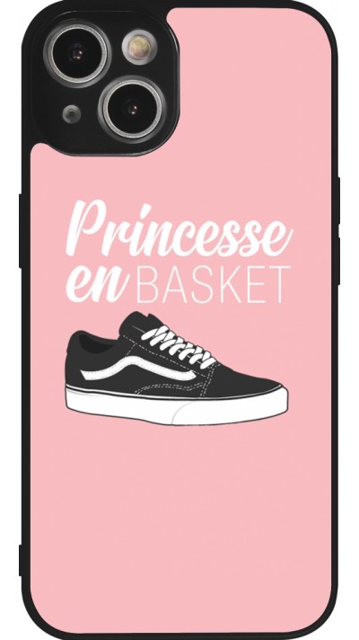 Coque iPhone 14 - Silicone rigide noir princesse en basket
