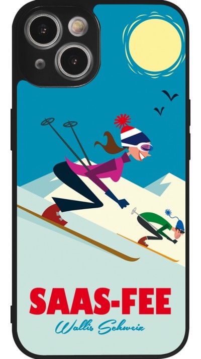 Coque iPhone 14 - Silicone rigide noir Saas-Fee Ski Downhill