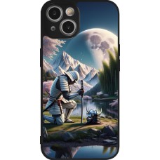 iPhone 14 Case Hülle - Silikon schwarz Samurai Katana Mond