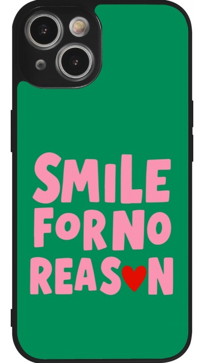 Coque iPhone 14 - Silicone rigide noir Smile for no reason 2026