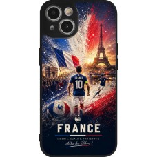 Coque iPhone 14 - Silicone rigide noir Football France splash 2026