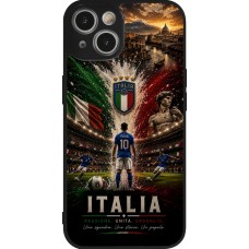 Coque iPhone 14 - Silicone rigide noir Football Italie splash 2026