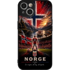 Coque iPhone 14 - Silicone rigide noir Football Norvège splash 2026