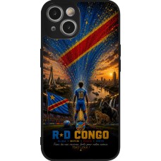 Coque iPhone 14 - Silicone rigide noir Football République démocratique du Congo splash 2026
