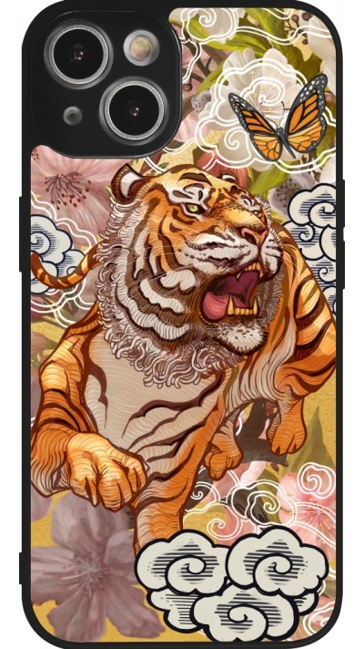 Coque iPhone 14 - Silicone rigide noir Spring 23 japanese tiger