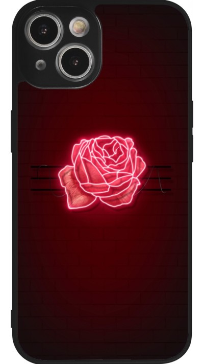 Coque iPhone 14 - Silicone rigide noir Spring 23 neon rose