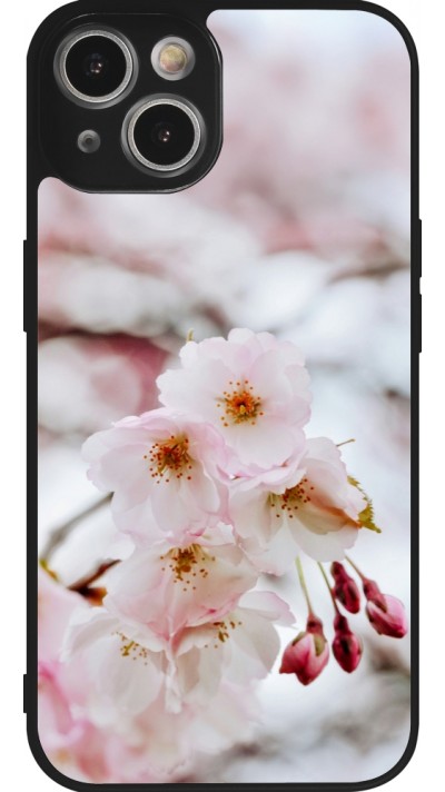 Coque iPhone 14 - Silicone rigide noir Cherry tree Spring 2026