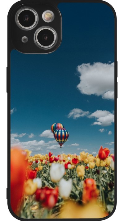 Coque iPhone 14 - Silicone rigide noir Hot air balloon Spring 2026