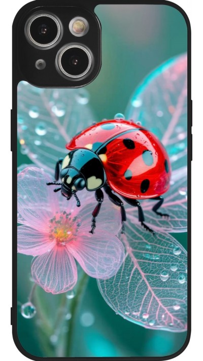 Coque iPhone 14 - Silicone rigide noir Ladybird in bloom Spring 2026