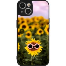 Coque iPhone 14 - Silicone rigide noir Sunflower with glasses Spring 2026